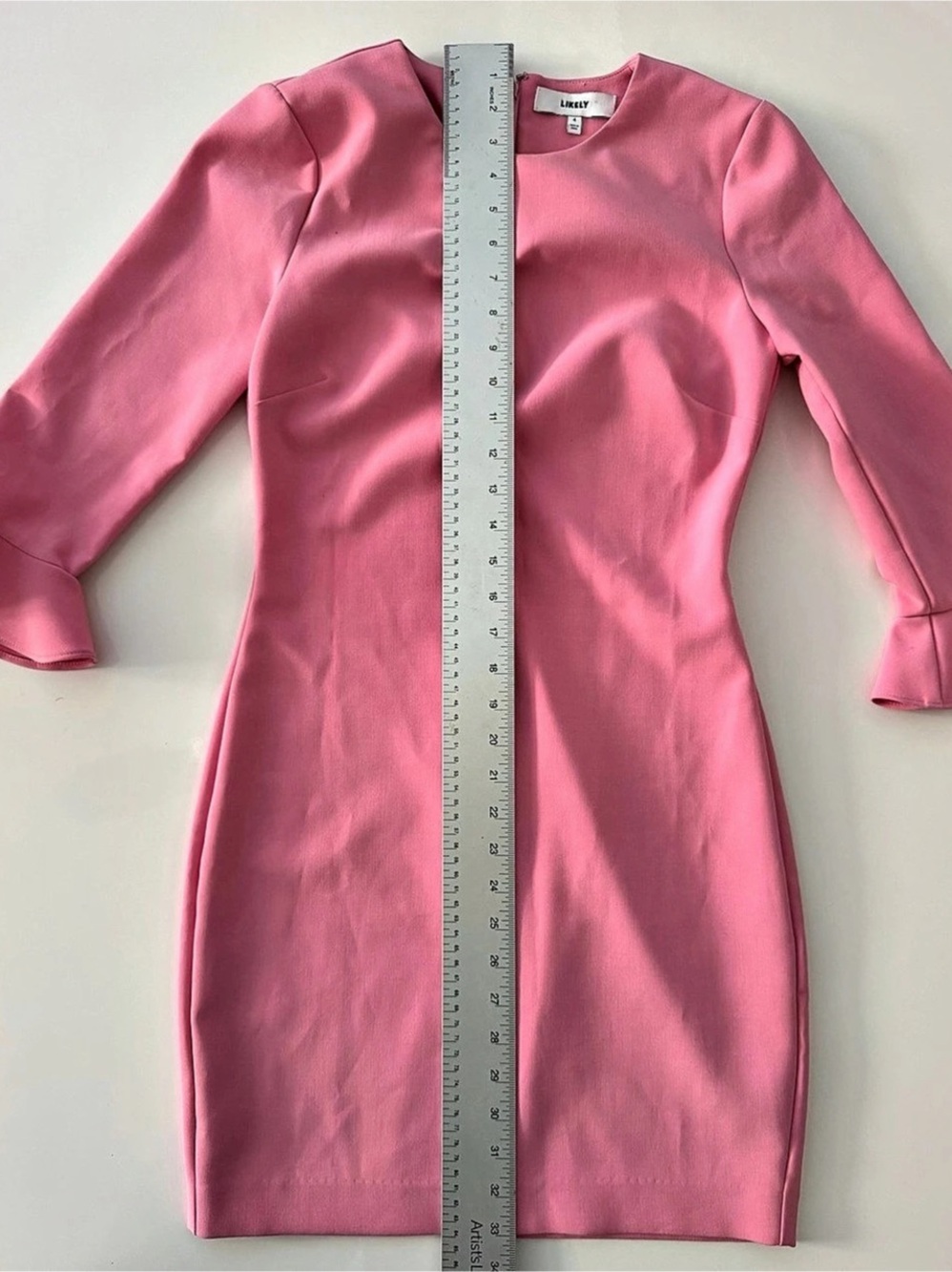 LIKELY Bedford Coral Pink Flare Sleeve Mini Dress Size 4 EUC - Picture 6 of 7
